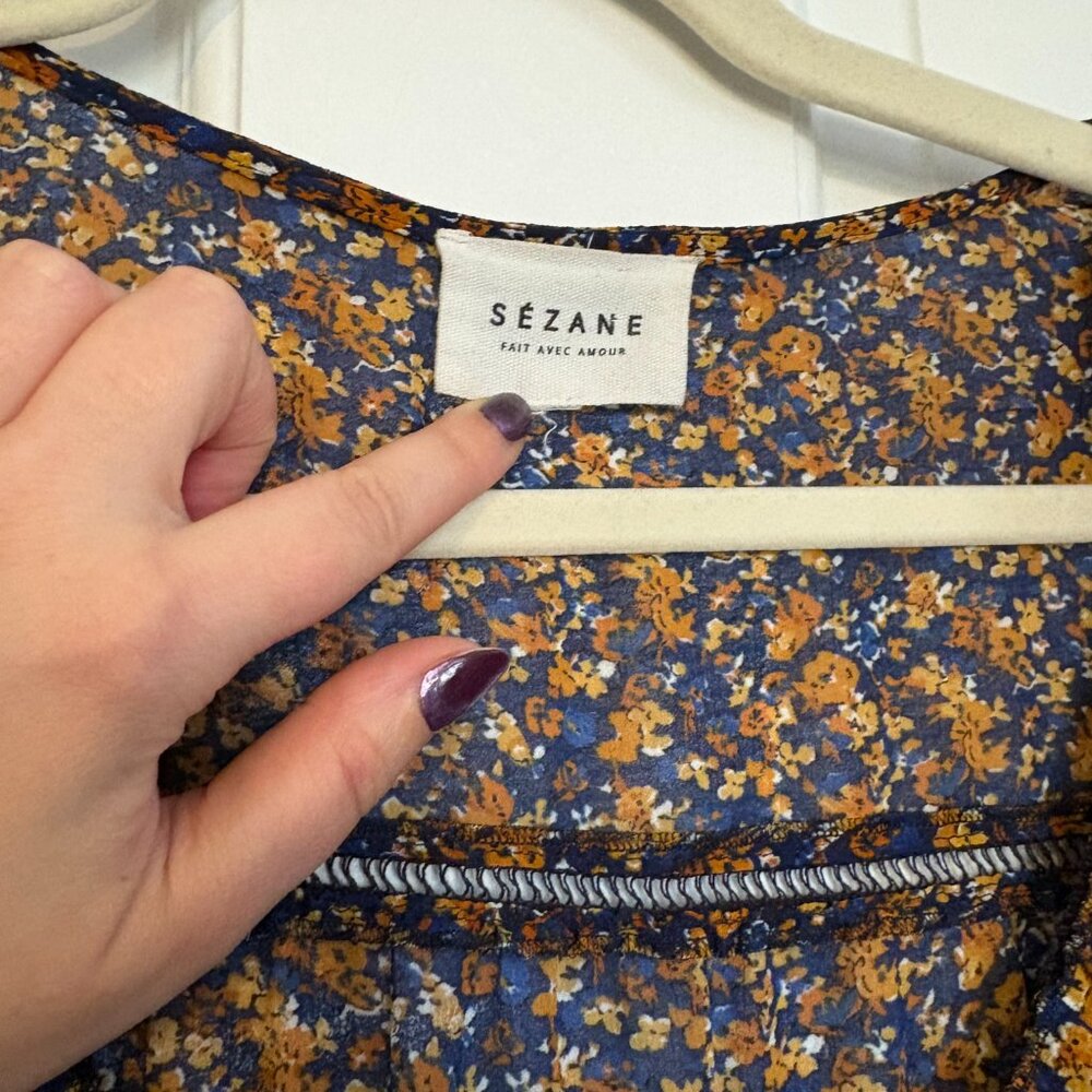 Sezane Angelina Bell Sleeve Blouse Floral Boho - - Picture 5 of 9